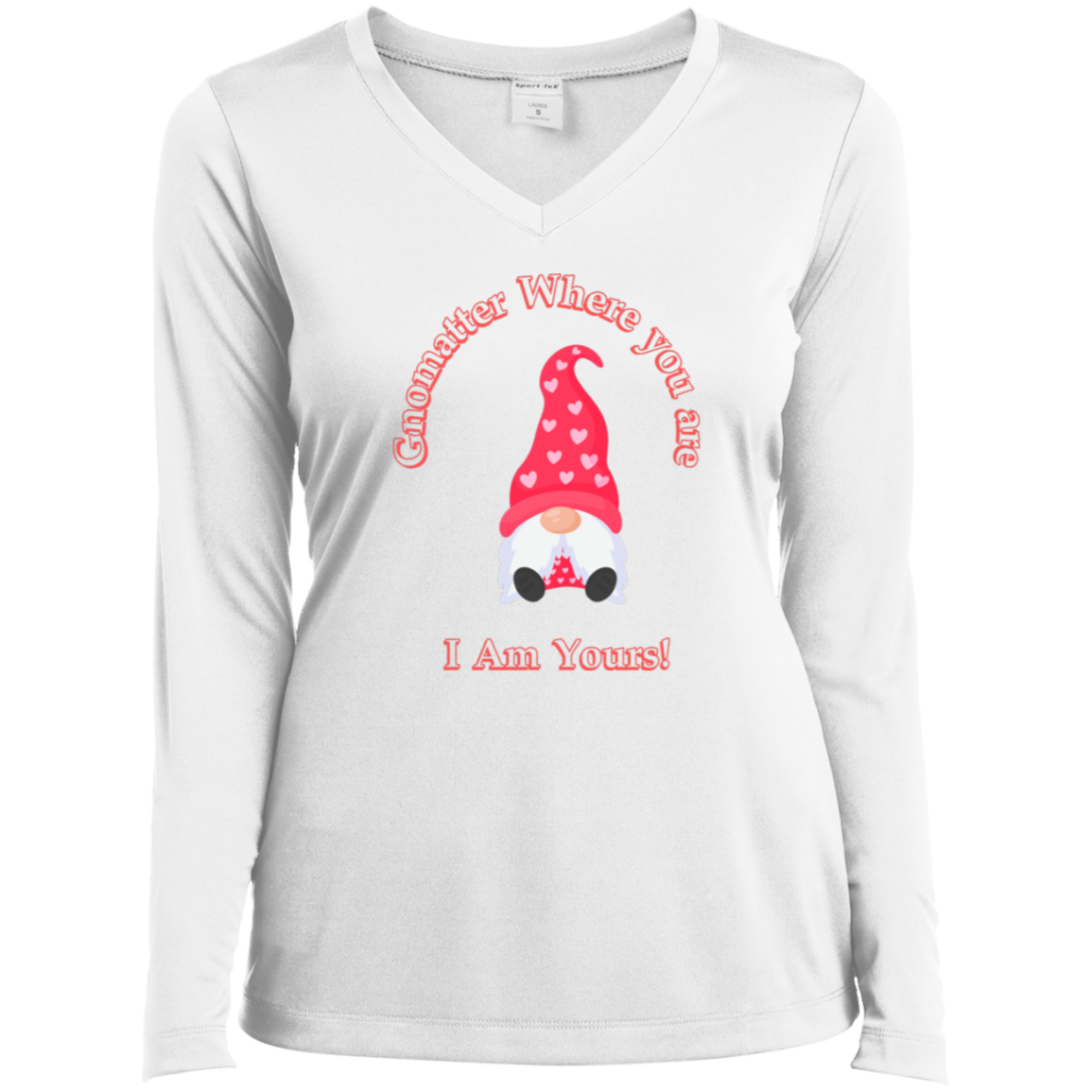 "Gnomatter Where You Are..." Ladies’ Long Sleeve Performance V-Neck Tee