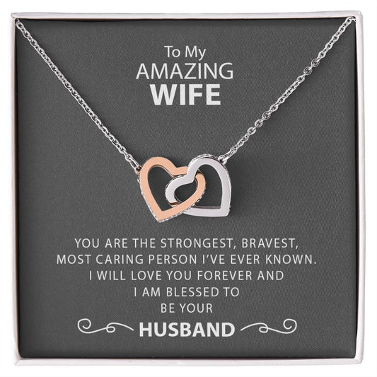 To My Amazing Wife | Interlocking Hearts necklace